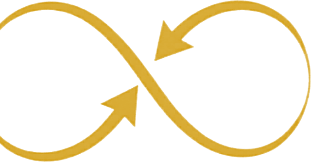 Símbolo de infinito com duas setas em sentidos opostos, representando o movimento entre passado e futuro
